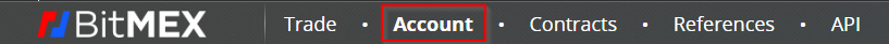 BitMex top navigation — Account