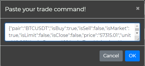 Paste your trade command dialog